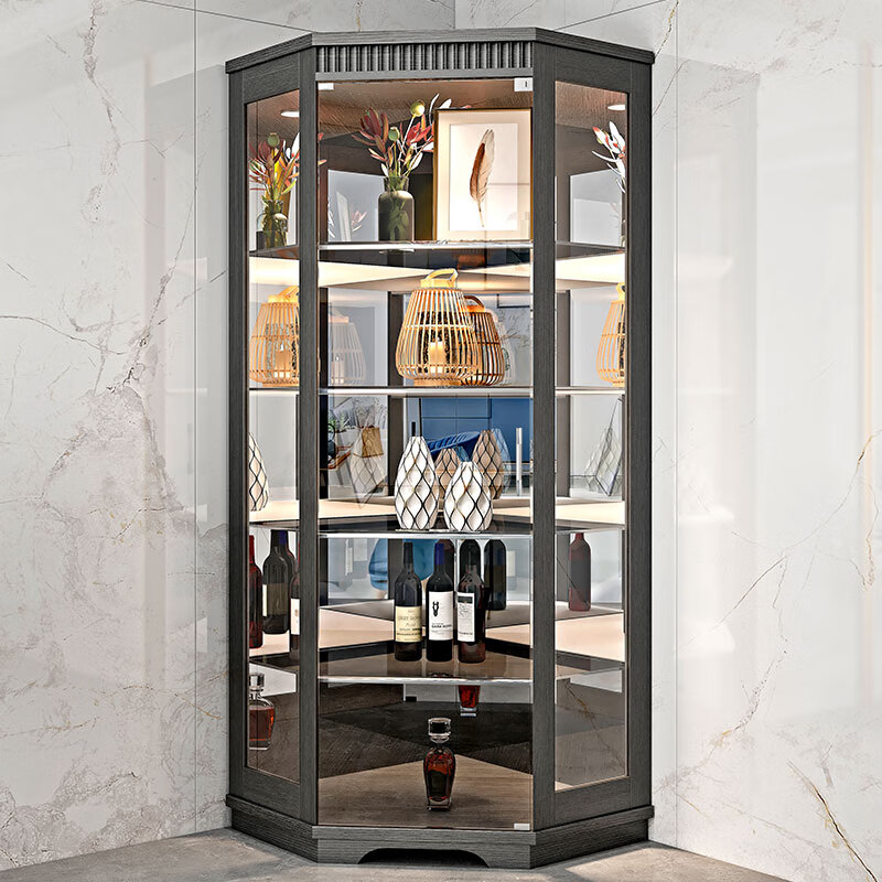 松品(songpin) 现代简约中式实木酒柜靠墙玻璃酒柜家用餐边柜展示柜