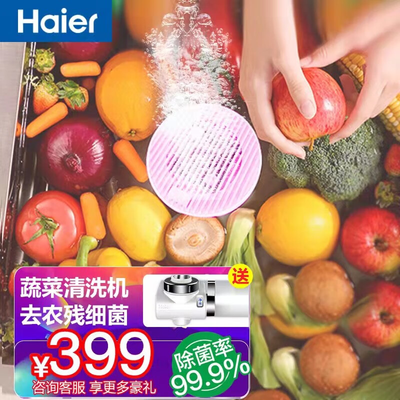 海尔洗菜机去农残留激素食材净化解毒果蔬清洗机器消毒机无线家用 hj