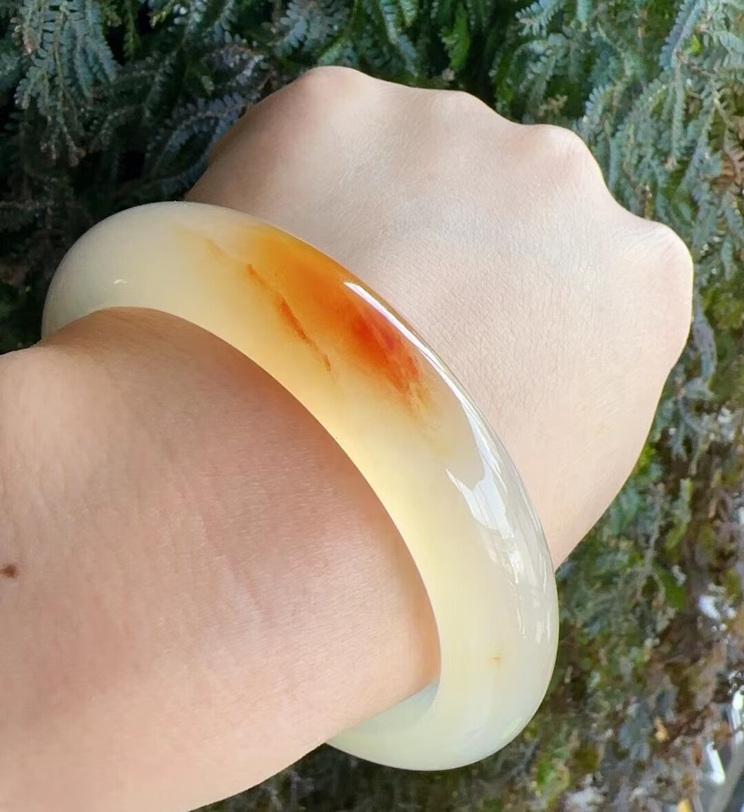 宝钰(k&k)云南天然黄龙玉俏色玻璃种55-57正圈手福圆镯子证书新