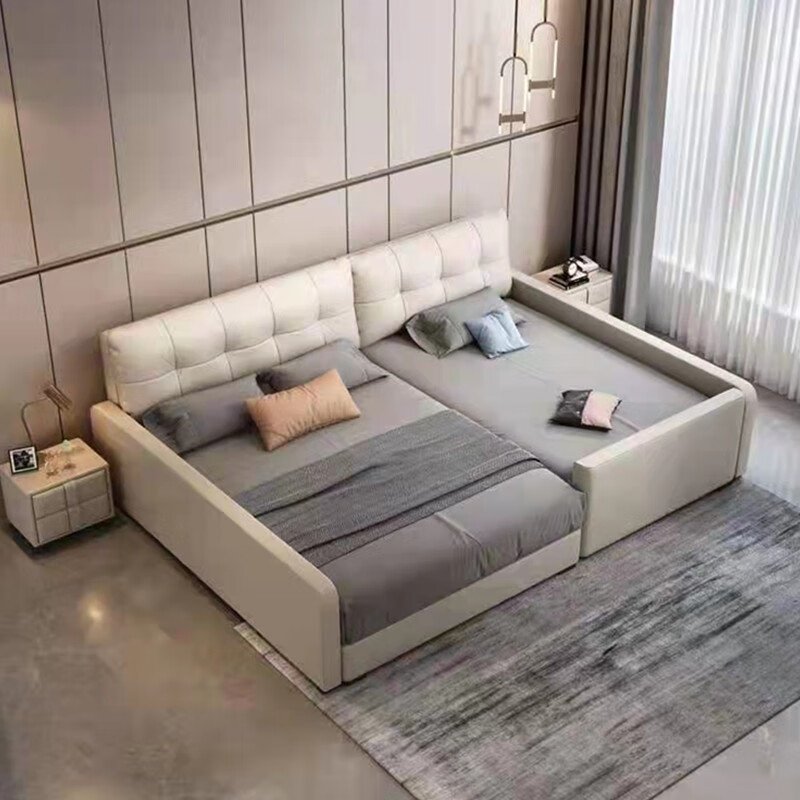 麦室三人床大床 科技布榻l榻米床二胎三胎子现代简约主卧超大双人三人