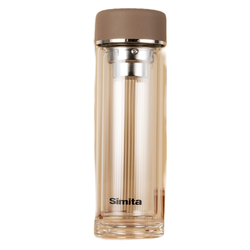 施密特(simita)双层玻璃杯便携带盖杯子男士商务车载水杯办公室泡茶杯