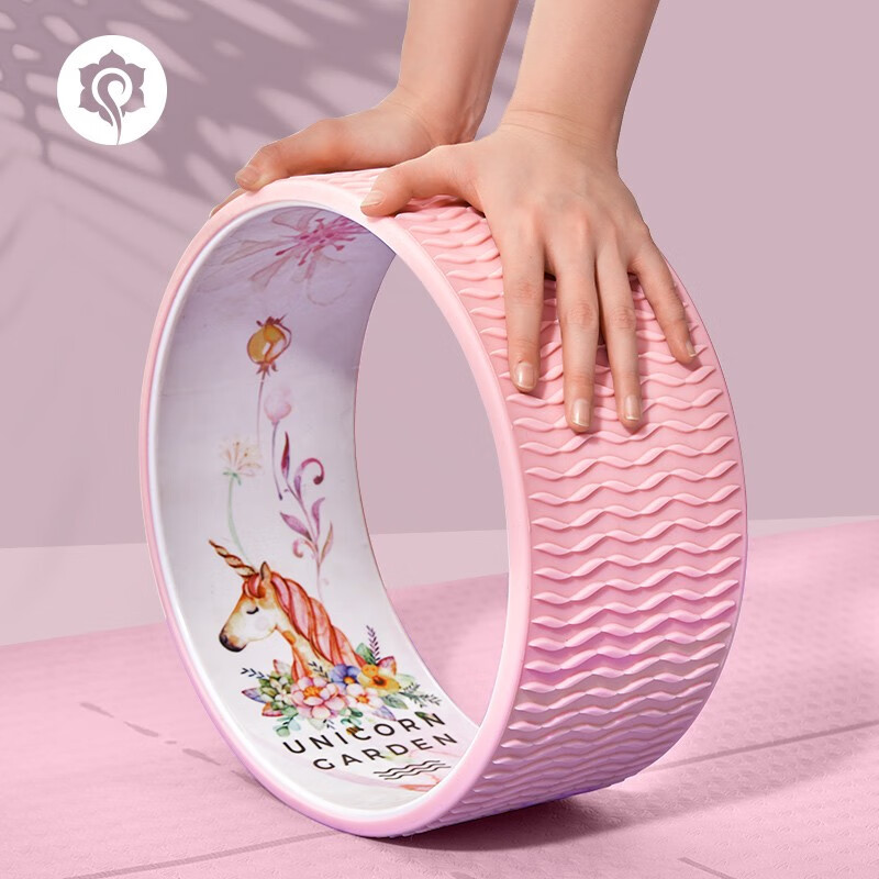 哈他瑜伽轮初学者瑜珈后弯辅助用品普拉提圈健身装备独角兽花园粉色的实物好看不？