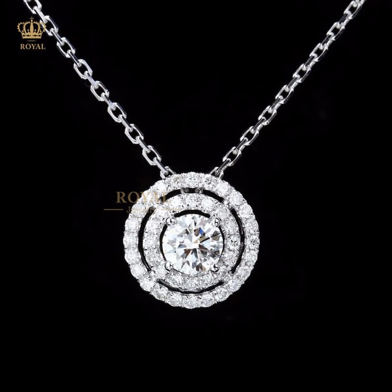 3克拉18k金圆形白钻镶嵌日常送人女朋友老婆节生日礼物 0.