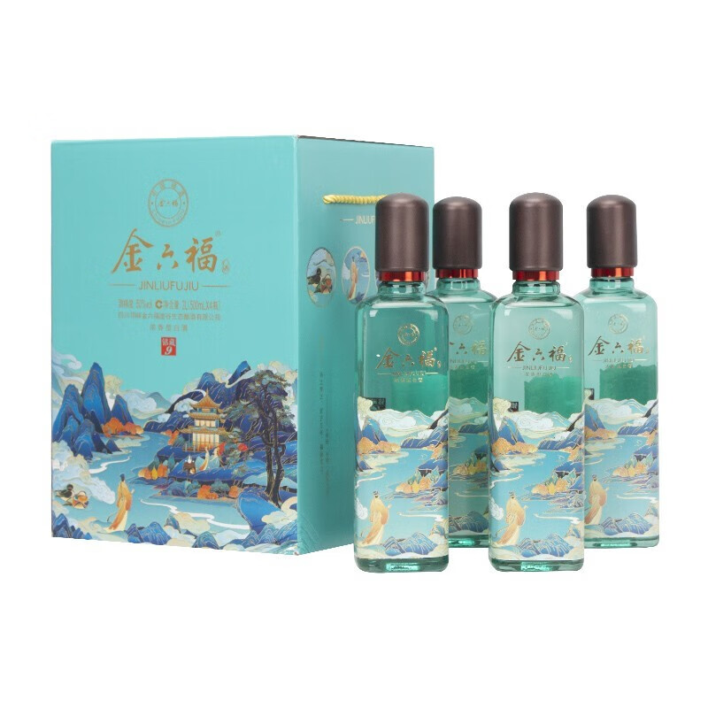 金六福 五粮酿造  浓香型白酒  纯粮食酿造 50度 铭藏9 500ml*4瓶