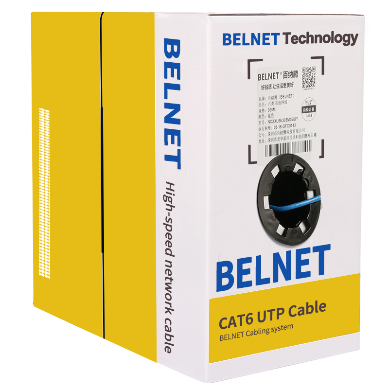 百纳腾（BELNET） 六类网线CAT6千兆高速网络线缆POE供电监控线305米 蓝色 305M
