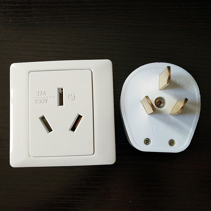 针娘32a安三孔三脚插头86型空调插座大功率工业墙壁插座 32a插座 插头