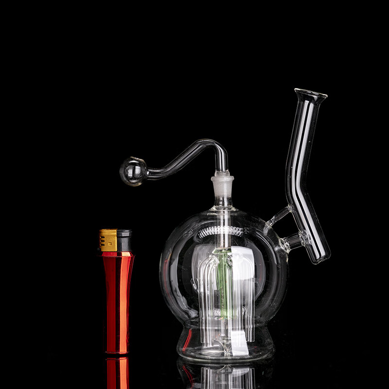 龙浩腾五爪斜挎圆形玻璃水烟壶双重过滤水烟壶循环性烟壶赠1锅1板