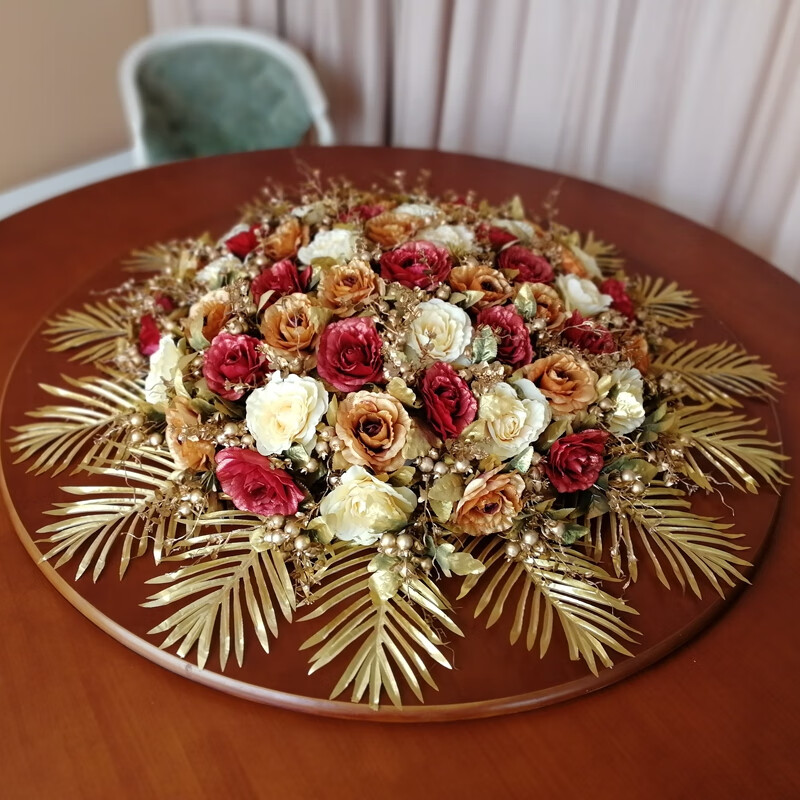 百圣牛大型餐桌摆放欧式花型套装花绢花仿真假花台花套装饰花客厅酒店