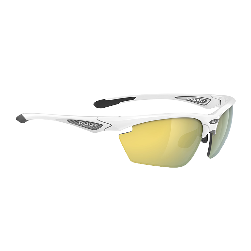 RUDY PROJECT璐迪跑步眼鏡男女運動騎行太陽鏡越野墨鏡徒步護目鏡STRATOFLY 光澤白/鍍膜黃