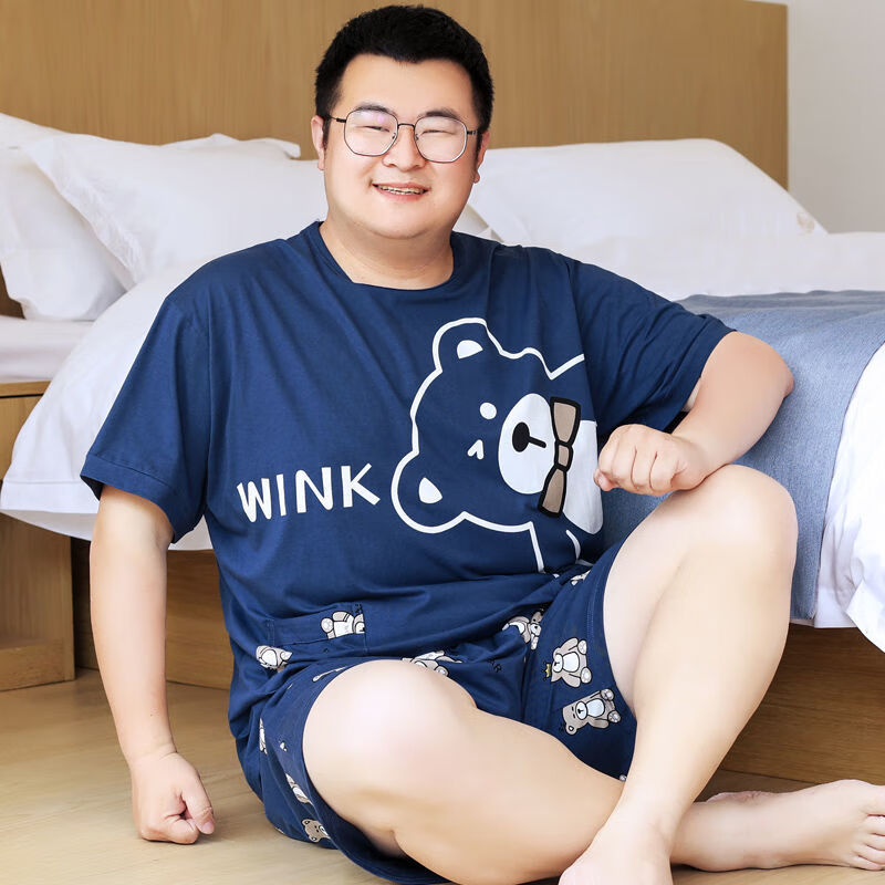 加大码青年胖子全棉男300斤套装夏天 1100# 大版l【高170内/130斤内】