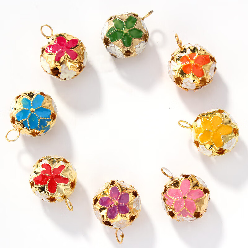 景泰蓝铃铛圣诞树装饰宠物挂饰 diy饰品配件 12mm铃铛 颜色混发(一包