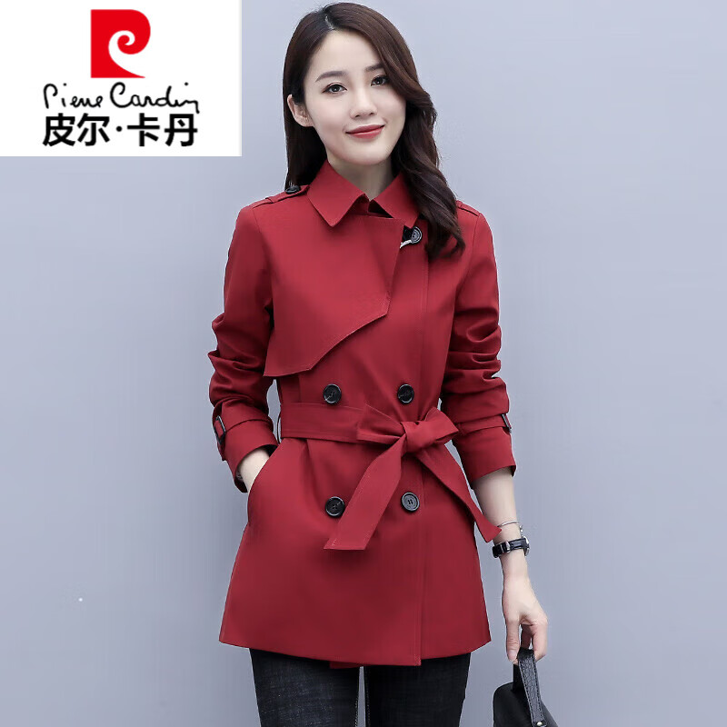 流行女士风衣2022年新款秋季高端小个子短款外套女春秋款针织 红色 m