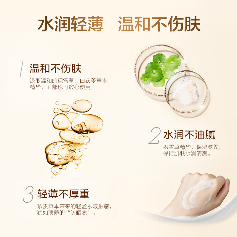百雀羚防晒 草本美白防晒乳SPF50+套装60g 长效保湿 轻薄不油腻