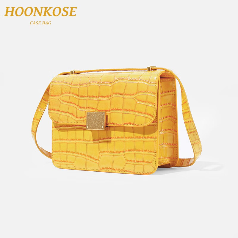 hoonkose轻奢品牌奢侈品包包女包新款2021单肩手提斜挎包鳄鱼纹豆腐包