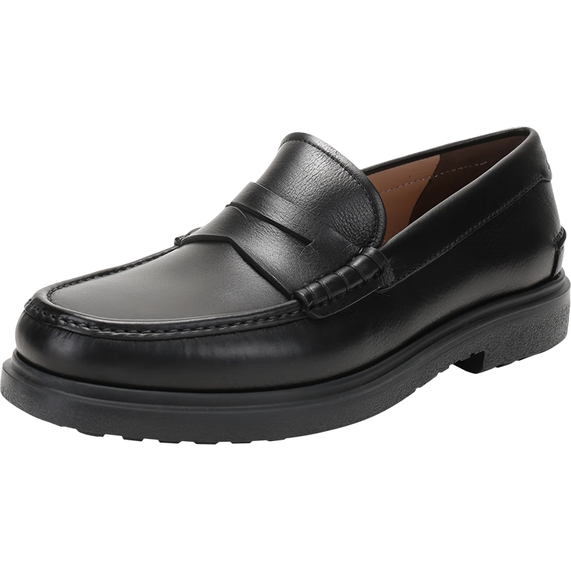 菲拉格慕（Ferragamo）新品 男士牛皮便士樂福鞋皮鞋單鞋禮物男 0742243 黑色 39 /品牌原碼 5 EEE