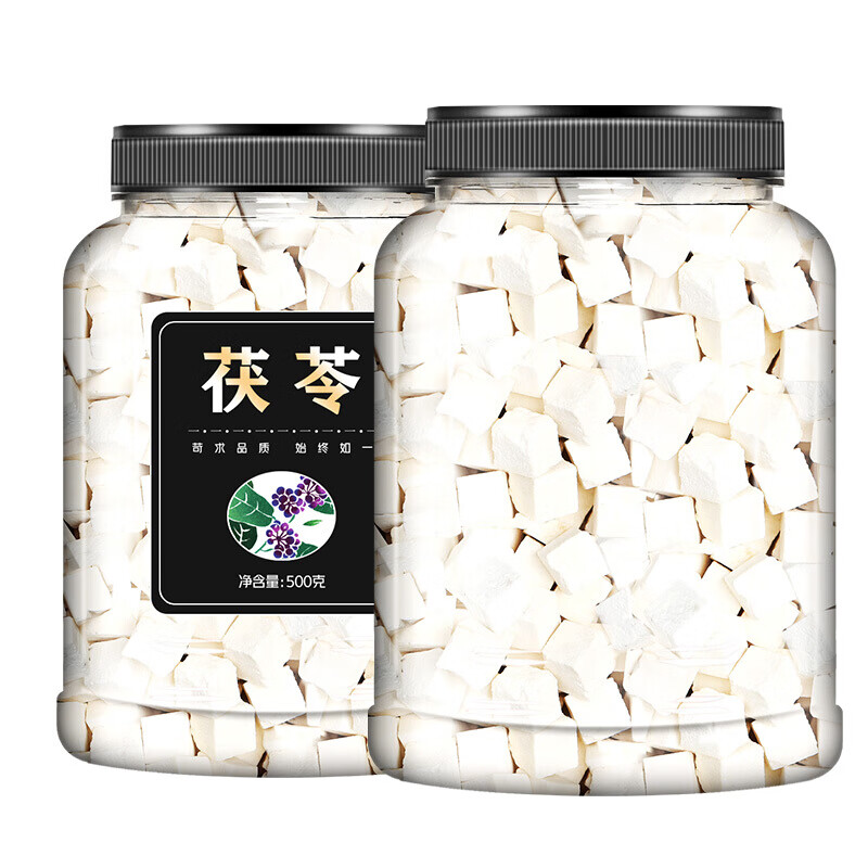 茯苓块500克土白伏芩丁粉片干旗舰店伏岑获苓芡实夜之君【1罐】茯苓