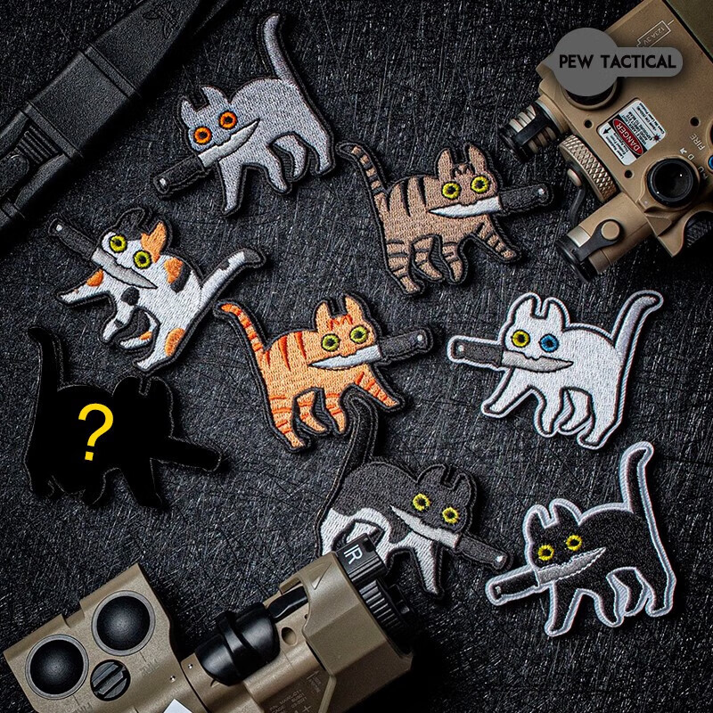 小猫咪能有什么坏心思pewtac刺绣工艺 个性魔术贴 臂 乌云盖雪黑白猫