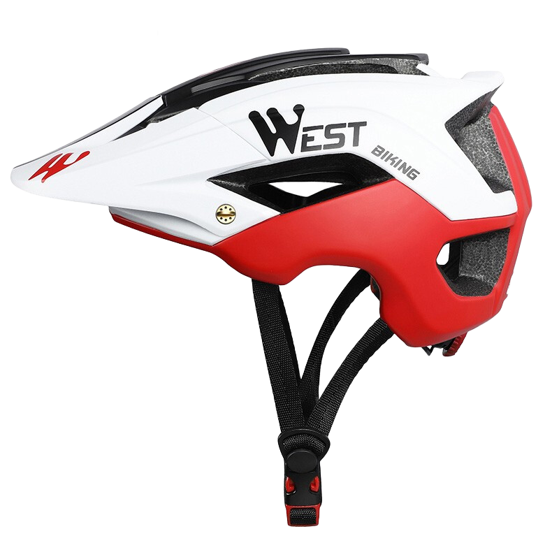 西骑者（WestBiking）骑行头盔公路山地自行车头盔一体成型 男女款骑行装备 自行车配件 白红【带防雨罩】