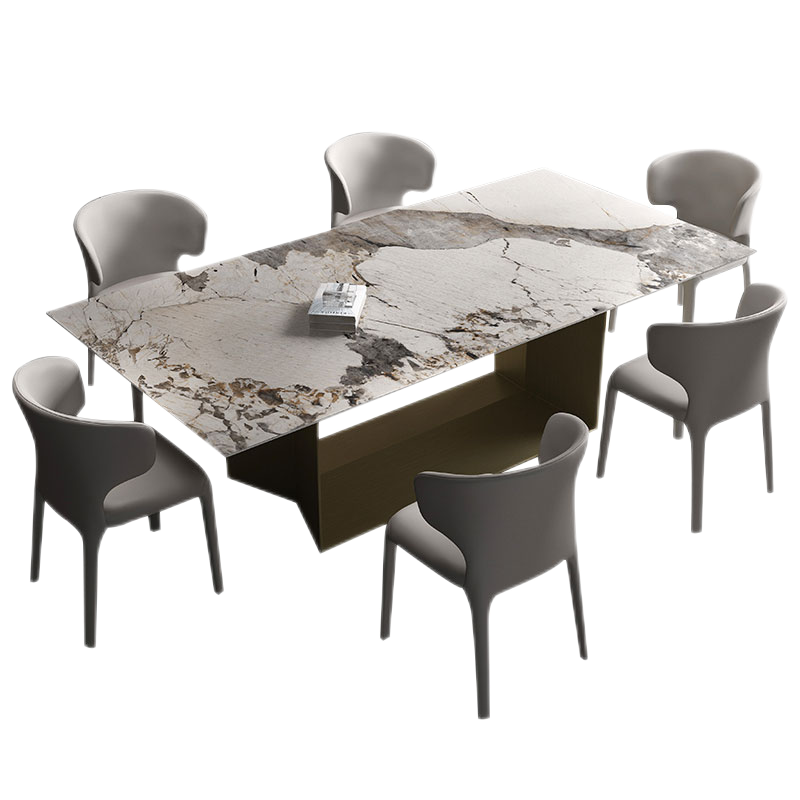 快乐之源 意式岩板餐桌椅现代简约长方形家用设计师奢华大理石可定制 1.4米餐桌 意式岩板