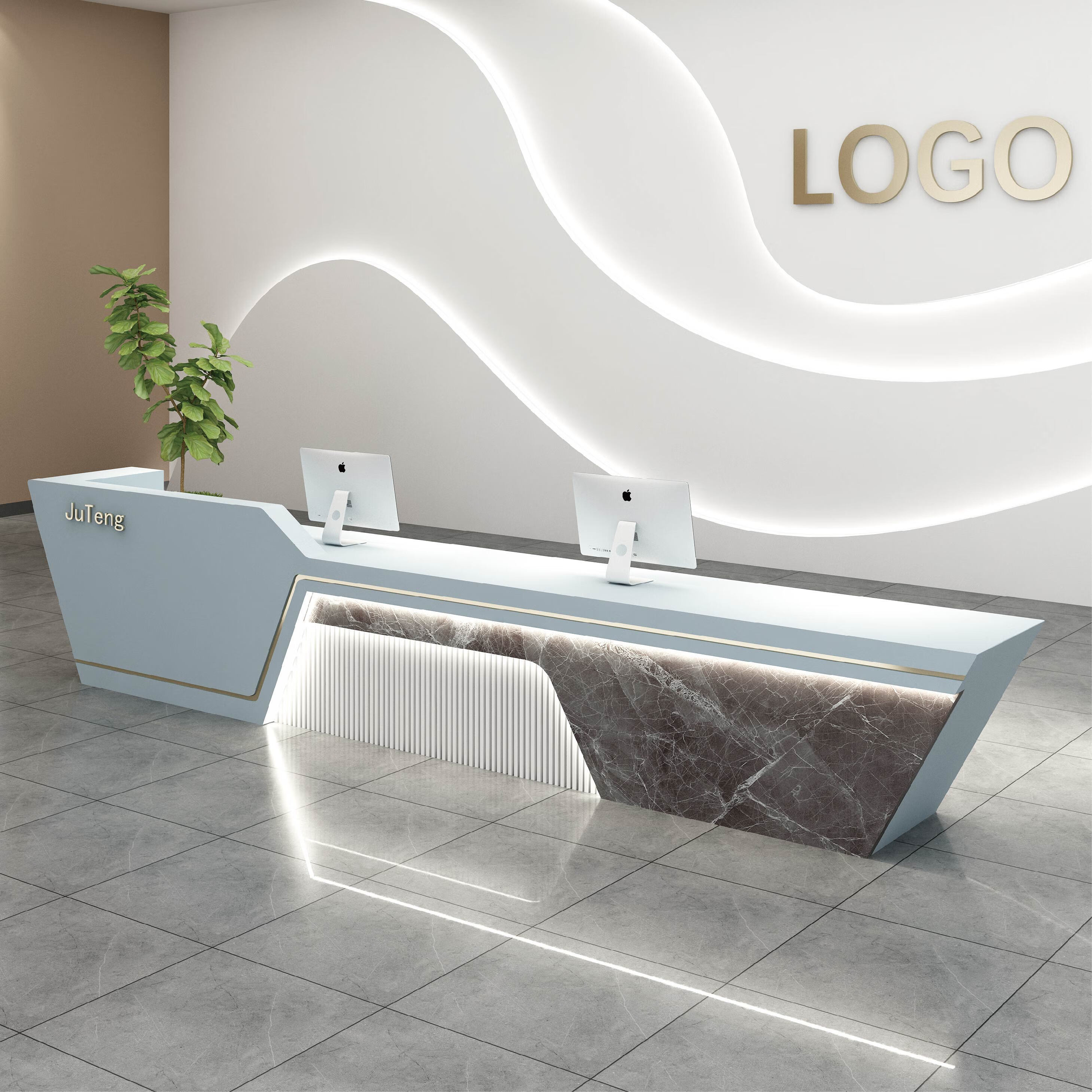 帝芙迪公司烤漆前台接待台柜台美容院酒店服务台前台桌收银台迎宾台