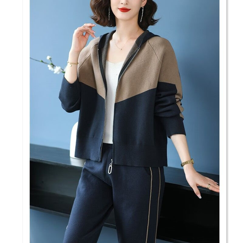 阿究究200斤大码妈妈春装2025新款运动服套装中老年女外套休闲上衣 灰蓝色 2XL 【建议120-135斤】高品质