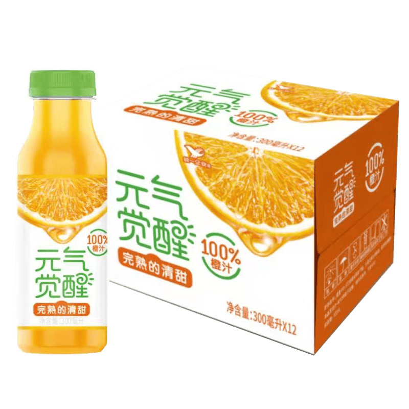 拍3件plus会员统一元气觉醒100橙汁300毫升12瓶整箱装进口橙汁原料