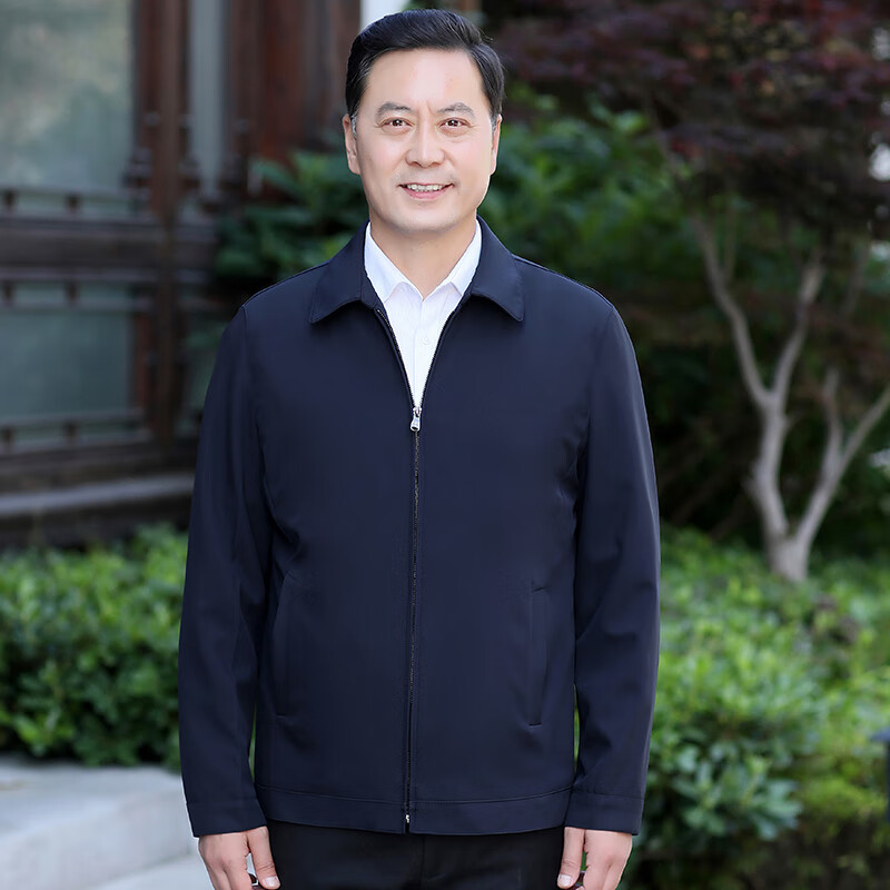领导干部服装行政夹克衫外套男士2021春秋季薄款商务休闲中老年翻领