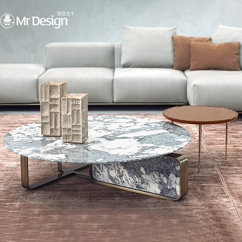 idea) 大理石茶几 意大利轻奢天然奢石茶几别墅客厅家具 【茶几/1.