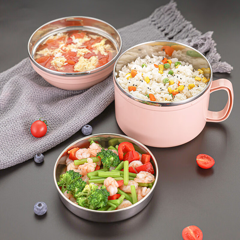 金钥匙(golden key)304不锈钢15cm塑钢多用快餐杯学生饭盒便当盒双层