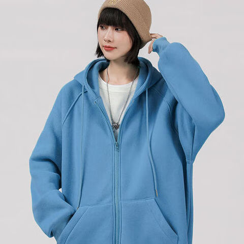 宝乔旭春秋装连帽薄款棉卫衣女休闲百搭外套潮宽松学生开衫拉链帽衫