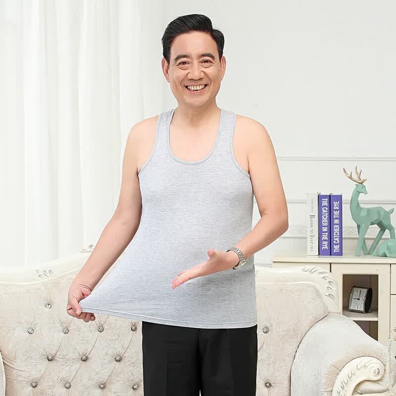 囝君佳中老年男士背心夏季加肥加大码外穿宽松跨栏汗衫爸爸装老头衫