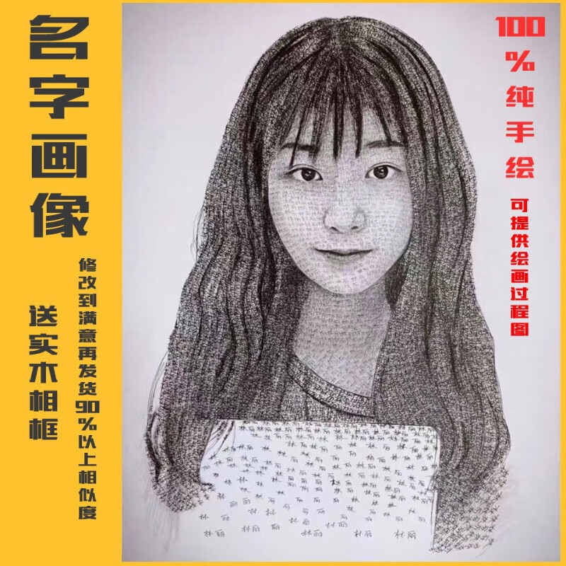 女朋友走心礼物写名字画像人像肖像画素描头像纯手绘定制生日礼物真人