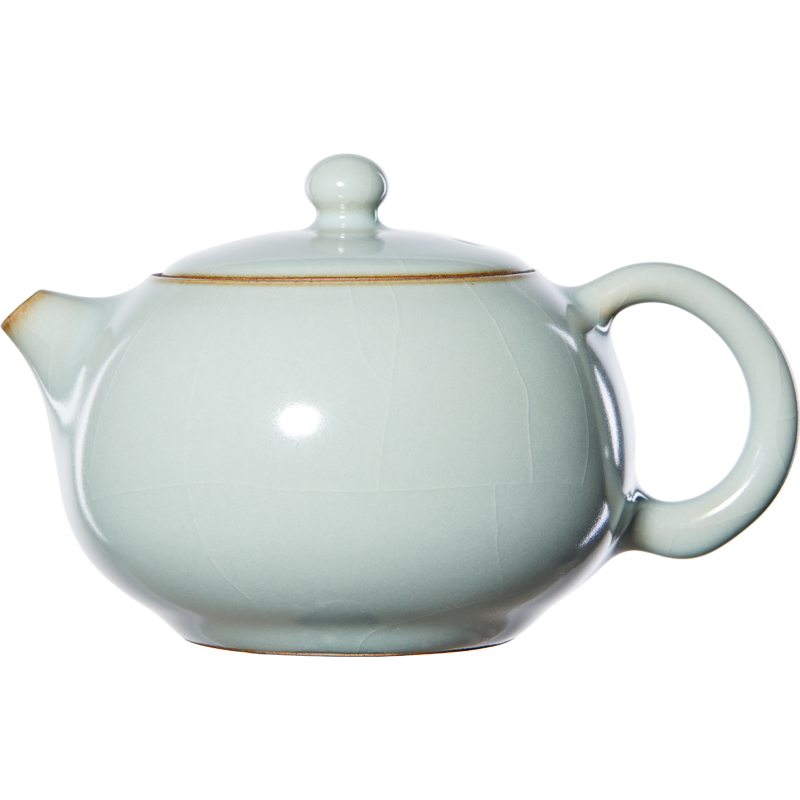 雅瓷汝窑西施壶 陶瓷功夫茶壶泡茶壶单壶 冰裂釉天青色汝瓷西子壶