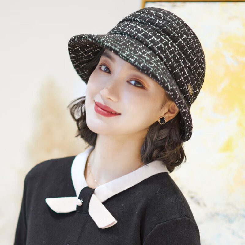 花九卿适合短发戴的帽子女士假发盆帽女秋冬季带头发一体小礼帽 帽子