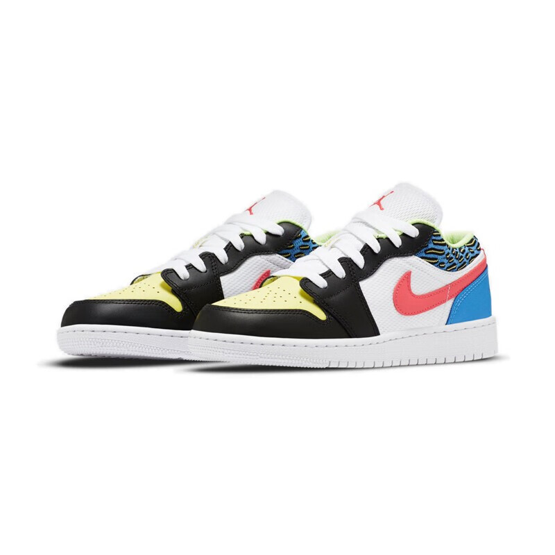 耐克(nike)女鞋 air jordan 1 aj1  gs黑黄蓝彩色拼接休闲板鞋 dh5927