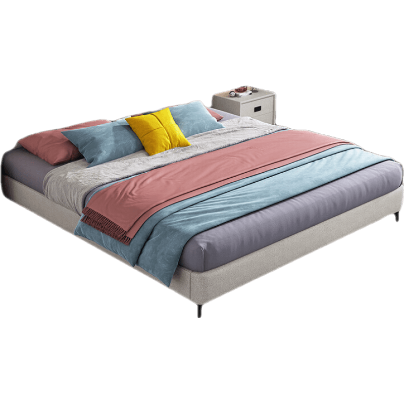 卧森 意式轻奢皮床现代简约主卧床省空间小户型婚床北欧储物极简床 单床【颜色备注】 1500mm*2000mm 框架结构