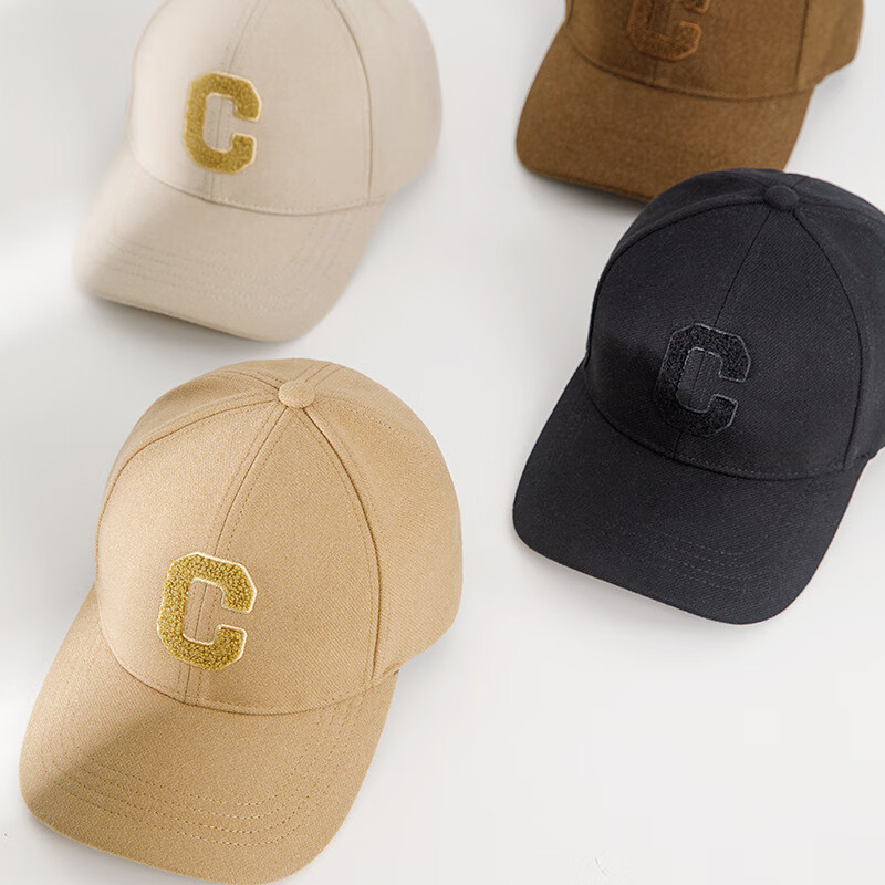 唯姿秀帽子新款c标咖啡色棒球帽女大头围显瘦显脸小百搭运动休闲鸭舌