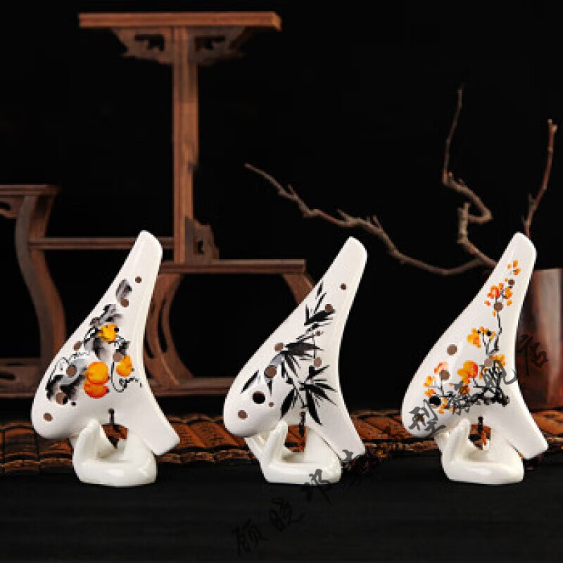 欢笛（HUANDI）陶笛12孔12孔陶笛成人初学者儿童小学生易入门中音ac调桃笛陶瓷乐 墨竹款