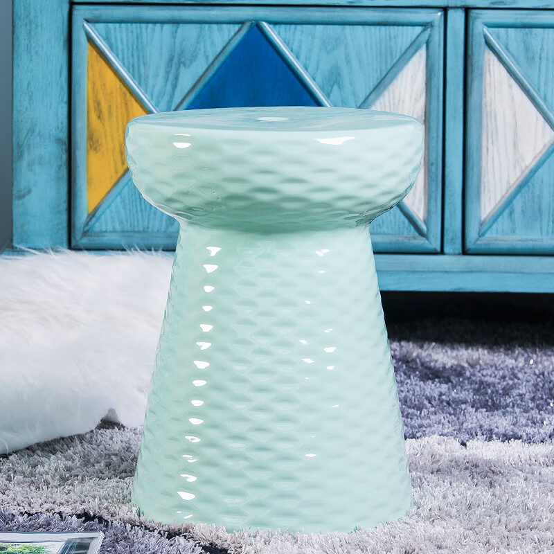 美式鼓凳中式圆凳陶瓷凳子瓷墩坐墩仿古瓷凳子庭院摆件 颜色釉青色款