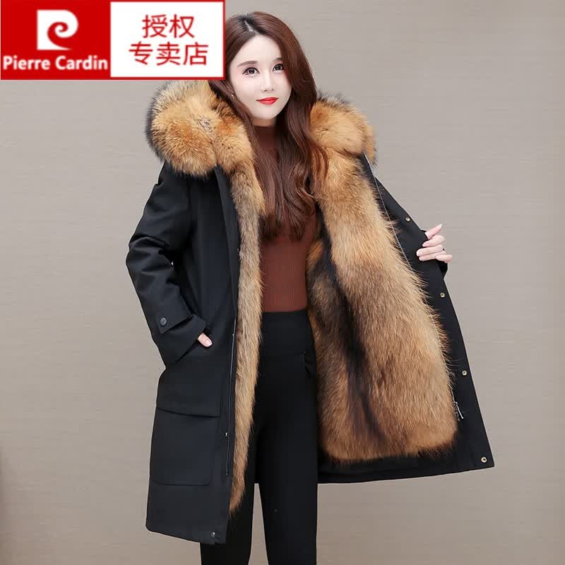 品牌女装 派克服女2022冬季新款貂绒可拆卸内胆皮毛一体长款水貂皮草