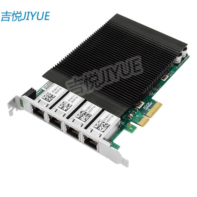 吉悦（JIYUE） I350T4千兆网卡POE供电PCI-E千兆网卡服务器四电口工业相机图像采集卡 I350T4四口千兆