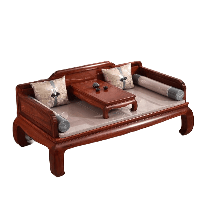 木中央 紅木家具 緬甸花梨 學(xué)名:大果紫檀羅漢床 新中式沙發(fā)三人客廳小戶型 實(shí)木午休床 羅漢床組合（帶墊子）