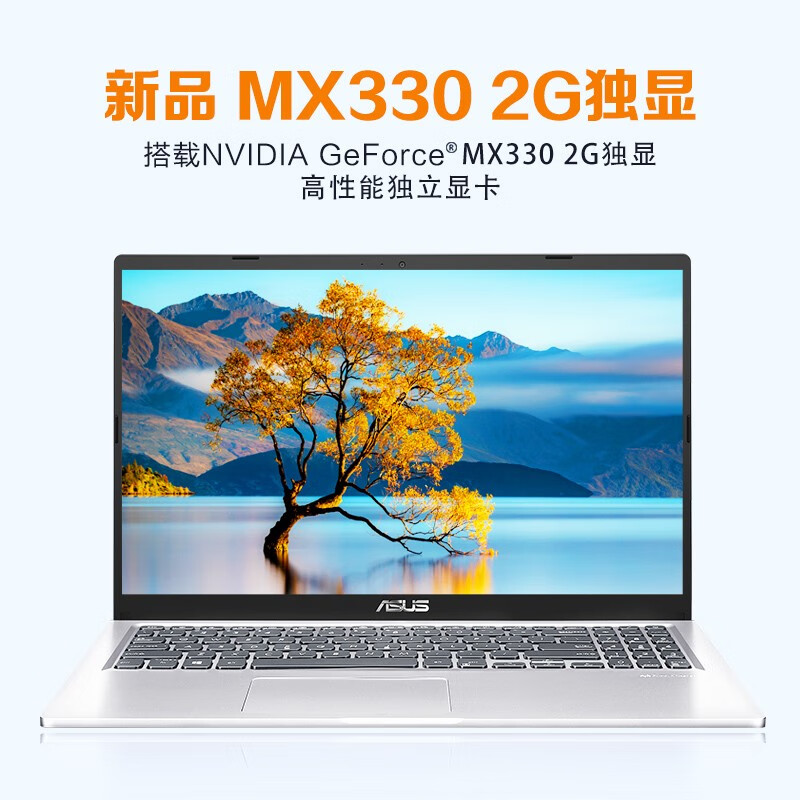 华硕（ASUS）VivoBook15 2021 15.6英寸IPS高清屏新品 双硬盘轻薄笔记本电脑 银色11代i7 12G 256G+1T MX330