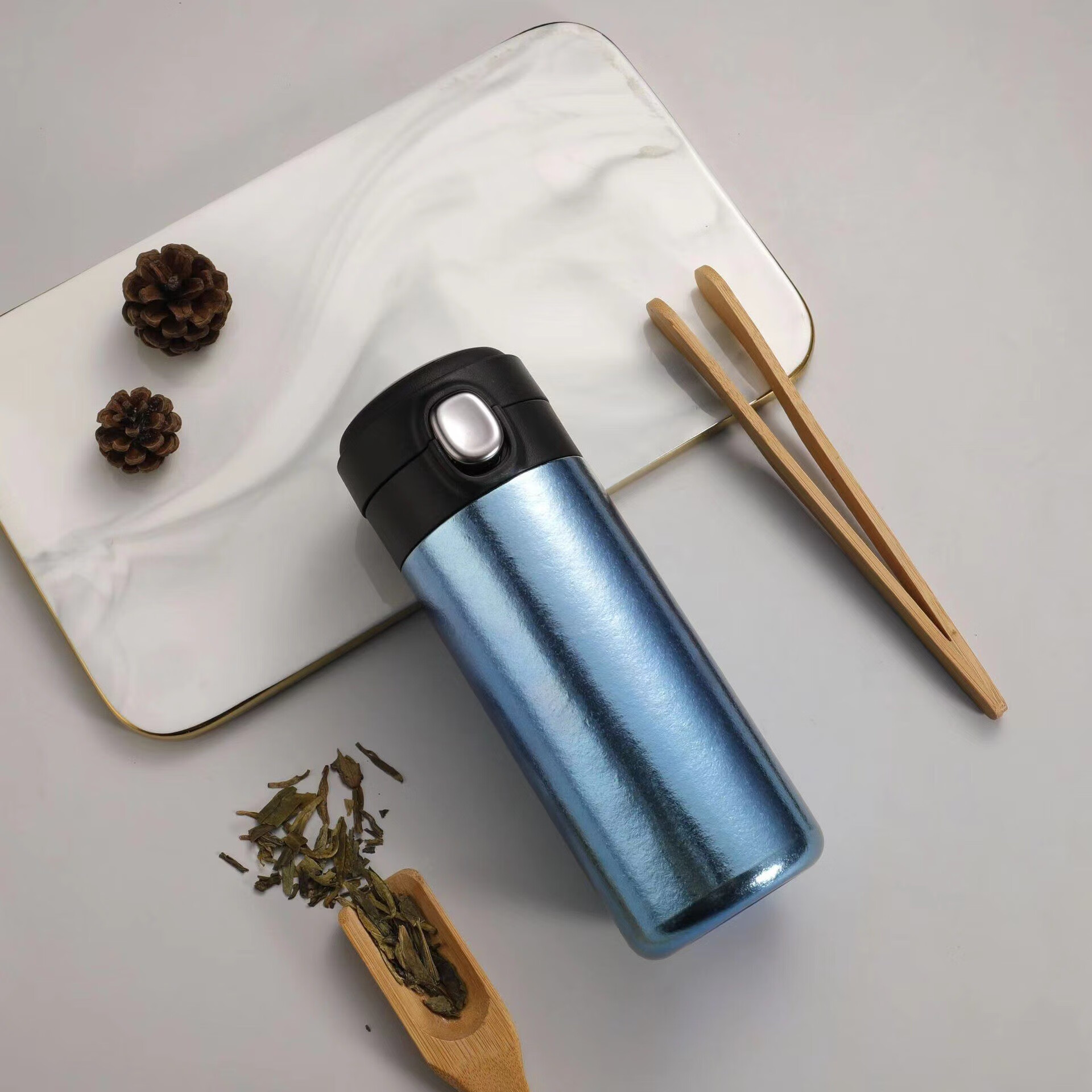 茉舟(mozhou)纯钛保温杯男女士高档高颜值情侣水杯便携钛合金保温杯