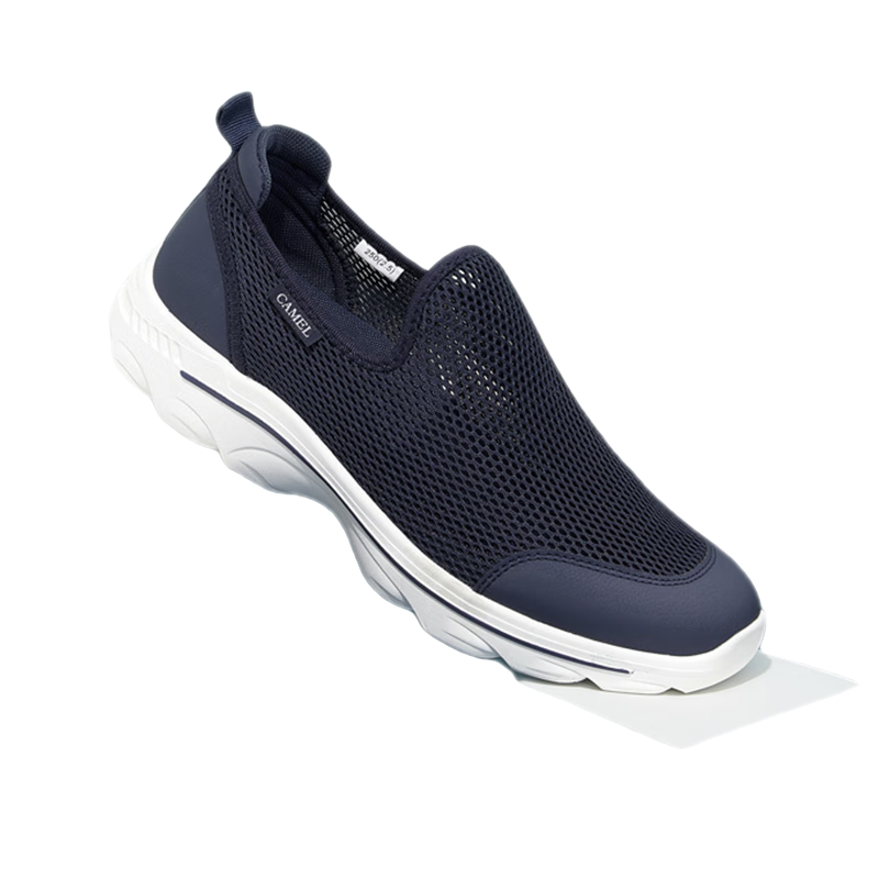 骆驼（CAMEL）男鞋夏季网面鞋舒适透气一脚蹬懒人鞋男薄款减震轻便套脚鞋健步鞋 深蓝 42