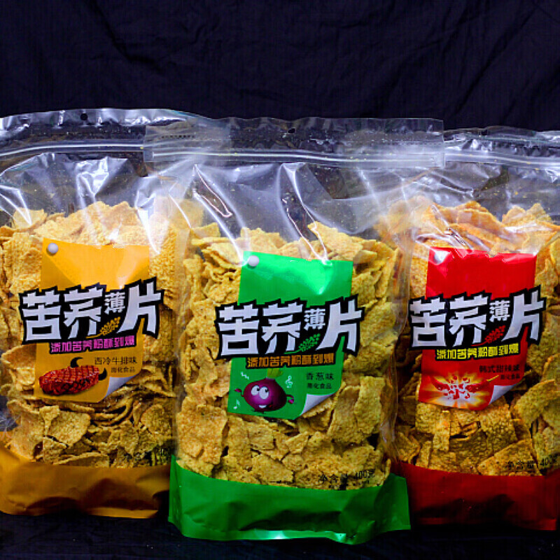 苦荞片荞麦锅巴脆片大包零食网红零食干果休闲小零食 香葱味400g