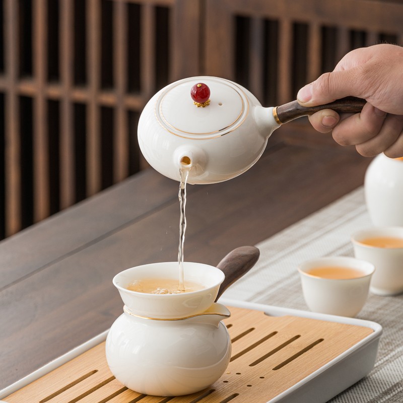 丰收日高档羊脂玉功夫茶具套装整套实用礼物送人父亲节礼高端伴手礼 飘逸壶16件套 1件