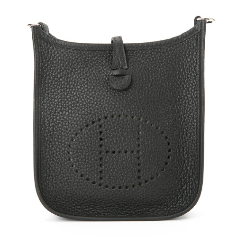 【二手99新】hermes(爱马仕) 经典款evelyne系列mini黑色皮质斜挎包