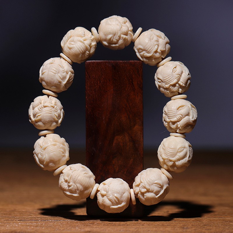 木普森 猛犸象牙手工雕刻 吉象手串配饰男女款式招财送礼 吉象转运