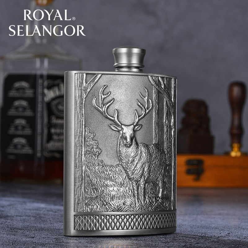 皇家雪兰莪雄鹿随身小酒壶 手工锡制酒壶 工艺礼品礼物 雄鹿随身小酒壶